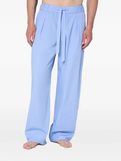 Tekla Organic Cotton Poplin Pajama Pants In Blue