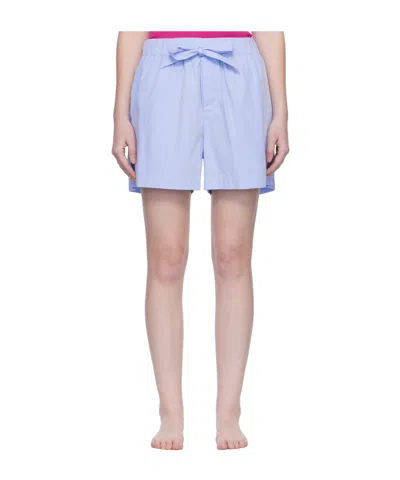 Tekla Elastic Waist Pajama Shorts In Blue