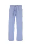 Tekla Embroidered Cotton Sateen Pant In White