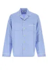 Tekla Embroidered Cotton Sateen Shirt In Blue