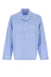 Tekla Embroidered Cotton Sateen Shirt In Blue