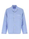 Tekla Embroidered Cotton Sateen Shirt In Blue