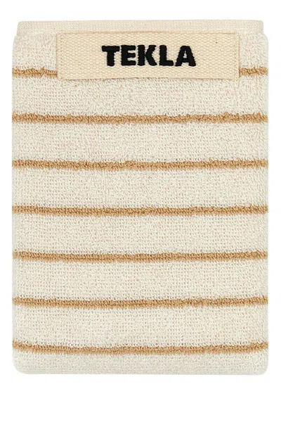 Tekla Embroidered Terry Towel In Beige