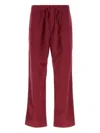 Tekla Flannel Drawstring-fastening Pajama Bottoms In Burgundy