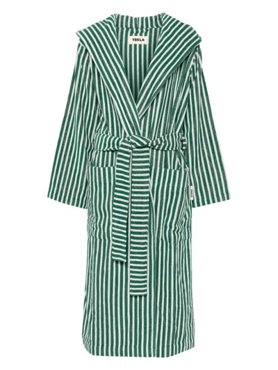 TEKLA TEKLA FOREST GREEN COTTON BATHROBE