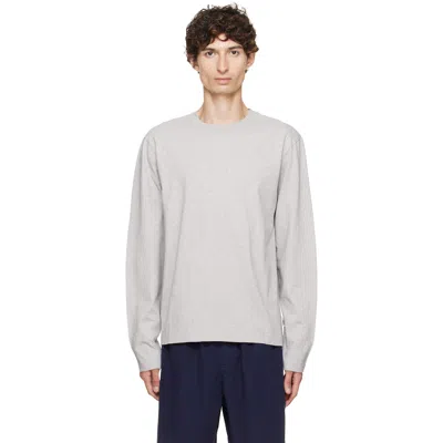 Tekla Gray Long-sleeved T-shirt In 187-grey Melange