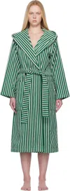 Tekla Striped Cotton Bathrobe With Hood And Pockets