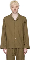 Tekla Flannel Long-sleeved Pajamas In Moss