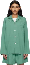 Tekla Green Poplin Long-sleeved Pyjama Shirt In Vintage Green