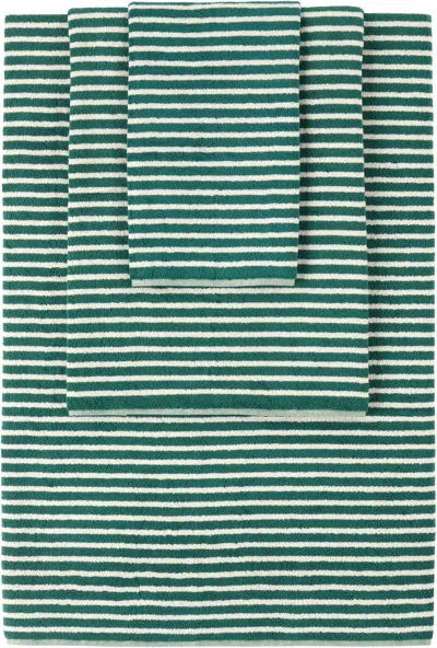 Tekla Green Striped Towel Set, 3 Pcs
