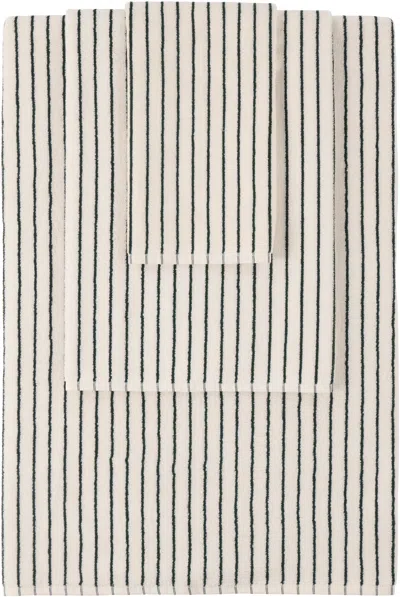 Tekla Green Striped Towel Set, 3 Pcs In Neutral