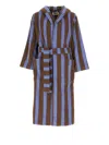 Tekla Hooded Striped Bath Robe In Brown