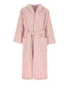 Tekla Hooded Striped Bath Robe In Pink