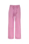 Tekla Cotton Pyjama Trousers Wide Leg In Pink