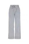 Tekla Cotton Embroidered Pyjama Pants In Stripped