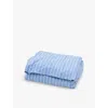 Tekla Percale Stripe-pattern Double Organic-cotton Duvet Cover Island Blue Stripes