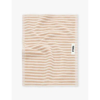 Tekla Ivory Stripes Bordered Organic-cotton Hand Towel 50cm X 80cm