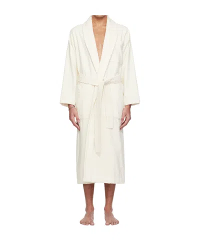 Tekla Lace-up Bathrobe In White