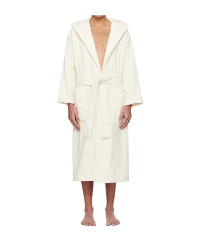 Tekla Lace-up Bathrobe In White