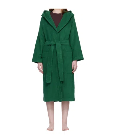 Tekla Lace-up Hooded Bathrobe In Green