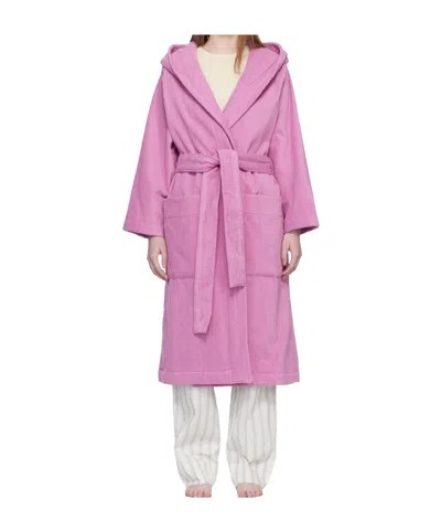 Tekla Lace-up Hooded Bathrobe In Multi