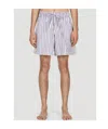 Tekla Lido Poplin Striped Sleep Shorts In White
