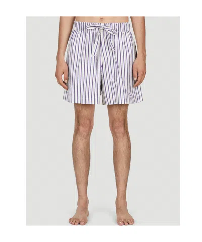 TEKLA TEKLA LIDO POPLIN STRIPED SLEEP SHORTS