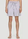 Tekla Striped Drawstring Pajama Shorts In White