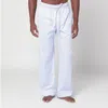 Tekla Pyjama Trousers With Elastic Waistband And Side Stripe Detail In White
