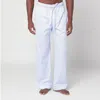 Tekla Pyjama Trousers With Elastic Waistband And Side Stripe Detail In White