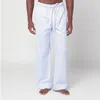 Tekla Pyjama Trousers With Elastic Waistband And Side Stripe Detail In White