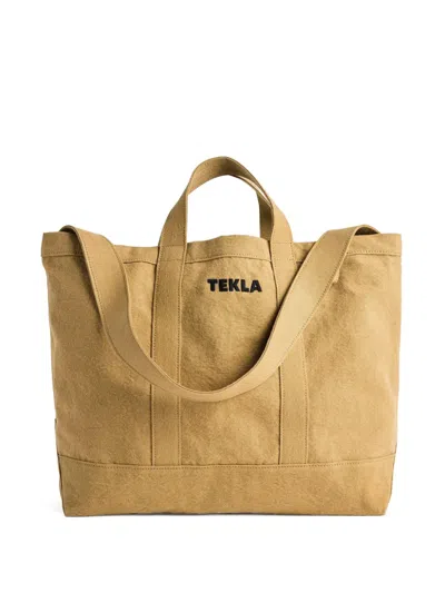 Tekla Logo Detail Beach Tote Bag In Brown