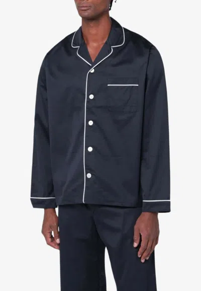 Tekla Logo Pajama Shirt In Blue