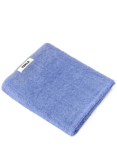 Tekla Logo-patch Terry Bath Towel In Blue