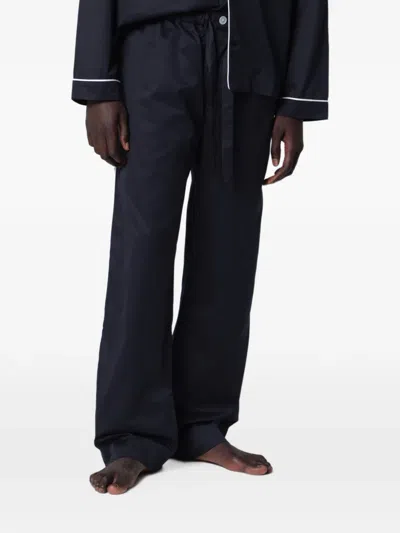 Tekla Logo-patch Pajamas Bottoms In Blue