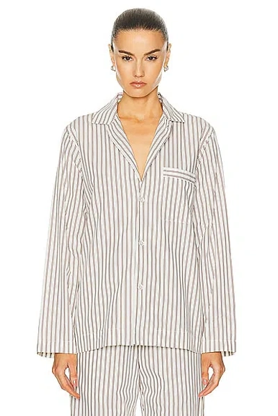 Tekla Long Sleeve Stripe Shirt In Hopper Stripes