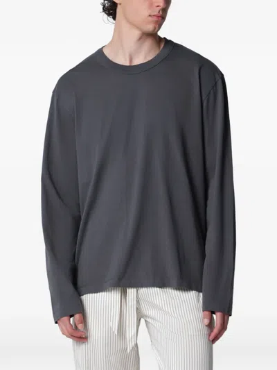 Tekla Black Washed Long-sleeve T-shirt In Gray