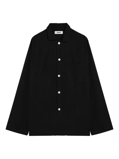 Tekla Long-sleeve Pyjama Shirt In Black