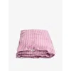 Tekla Mallow Pink Stripes Percale Striped Double Cotton Duvet Cover In Pink