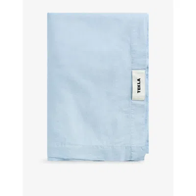 Tekla Morning Blue Percale Flat Sheet 260x260cm