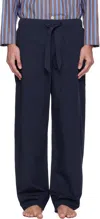 Tekla Navy Poplin Pyjama Pants In Blue