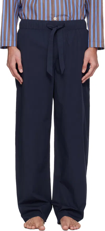 Tekla Navy Poplin Pyjama Pants In Blue