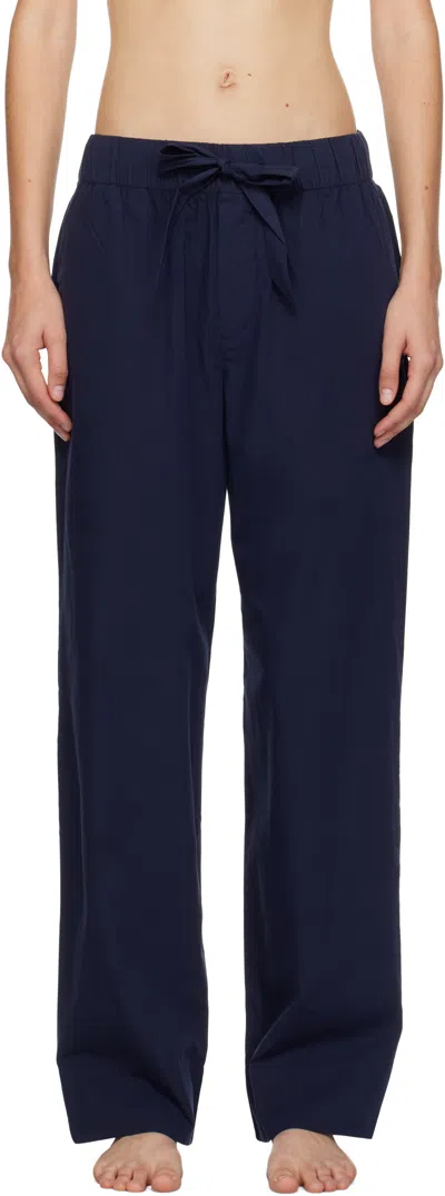 Tekla Navy Poplin Pyjama Pants In True Navy