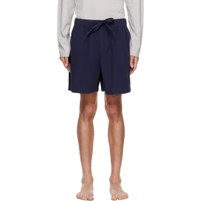 Tekla Navy Poplin Pyjama Shorts In 161-true Navy