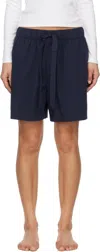 Tekla Navy Poplin Pyjama Shorts In True Navy