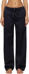 Tekla Navy Sateen Pyjama Pants In Chelsea