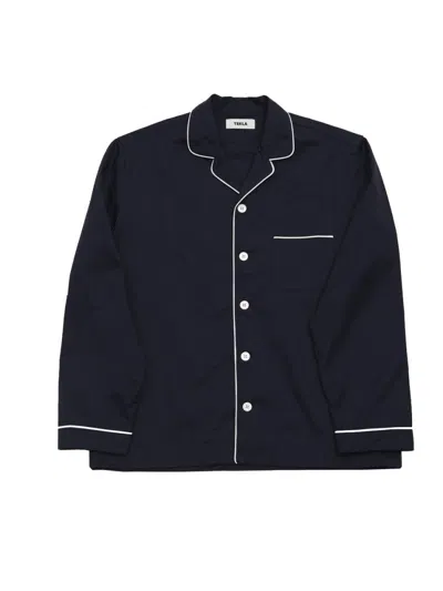 Tekla Navy Satin Nightshirt