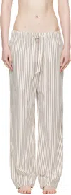 Tekla Off-white & Brown Poplin Pyjama Pants