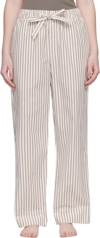 TEKLA OFF-WHITE & BROWN POPLIN PYJAMA PANTS