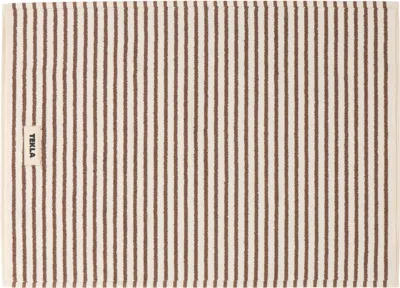 Tekla Off-white & Brown Terry Bath Mat
